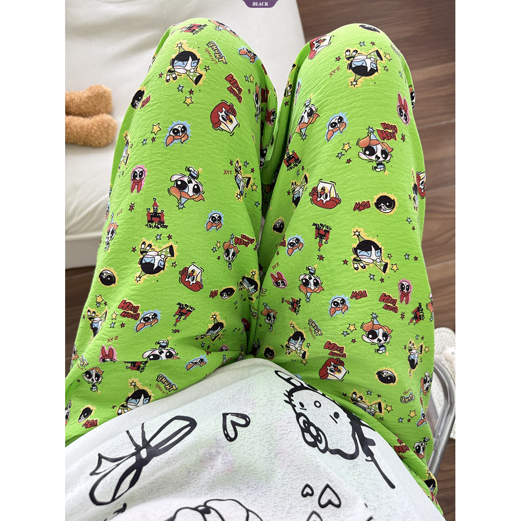 Bộ đồ ngủ rộng rãi Powerpuff Girls màu xanh, phù hợp cho mùa hè