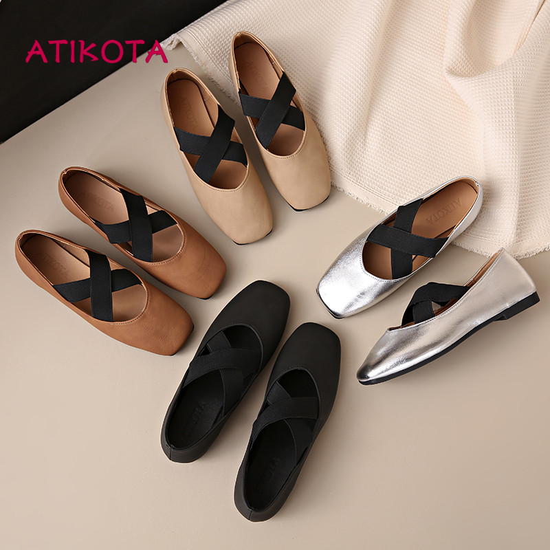 Giày Đế Bằng Nữ Atikota Slip-on Thời Trang Chống Trơn Trượt Thoải Mái Nhẹ Tối Giản Đế Bằng Thường Ngày