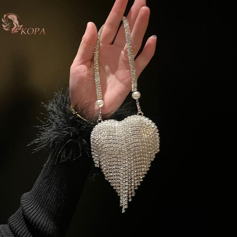 KOPA Sang Trọng Nhỏ Hình Trái Tim Kim Cương Giả Dạ Hội Ly Hợp Ví Nữ Túi Thời Trang Cho Tiệc Quà Tặng VN