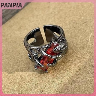 PANPIA-Đỏ Zircon Nhẫn Đậm Y2K Nhẫn Retro Thống Trị Châu Âu Và Mỹ Xuyên Biên Giới Cặp Đôi Nhẫn Quà Tặng