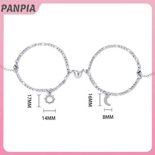 PANPIA-2 Chiếc Thép Không Gỉ Chống Phai Màu Hip-hop Tay Dây Xích Nam Châm Tình Yêu Mặt Trăng Mặt Trời Vòng Tay Cho Cặp Đôi Bạn Gái Trang Sức Tay Đơn Giản