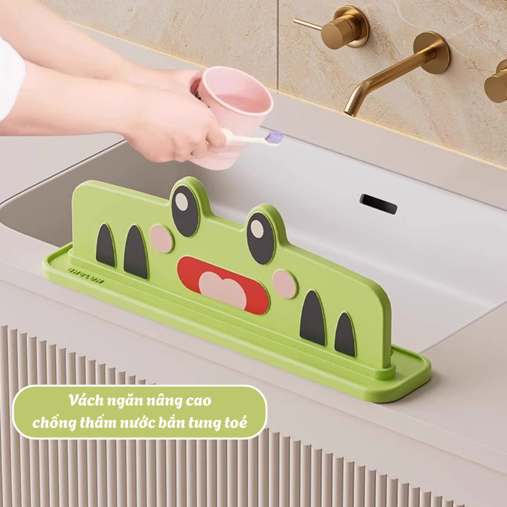 Tấm Chắn Nước Hình Ếch EVA Chống Văng Nước Hút Chân Không, Tấm Chắn Bồn Rửa Bát Đa Năng Dễ Tháo Lắp