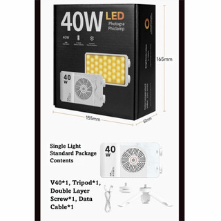 Đèn LED máy ảnh VOIDLESS 40W, Nhiệt độ màu kép 0-100% Đèn Video COB 40W có thể điều chỉnh, bỏ túi di động 4400mAh có thể sạc lại 2800K-9000K Chiếu sáng chụp ảnh
