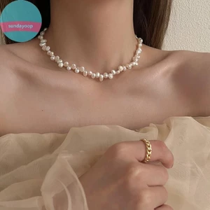 Sund Baroque Ngọc Trai Vòng Cổ Xương Đòn Trắng, Trang Sức Cưới Phù Hợp cho Nữ