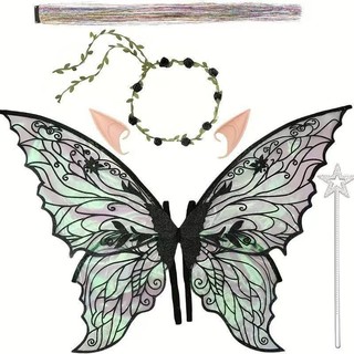 BS1 Dạ Quang Cánh Bướm Bé Gái Trang Trí Lưng Đồ Chơi Cổ Tích Magic Wand Bộ 3 Món Phong Cách Văn Học SB1