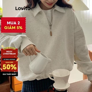 Lovito Áo nỉ thông thường có dây kéo trơn Áo nỉ mùa xuân hè cho nữ L102AD477