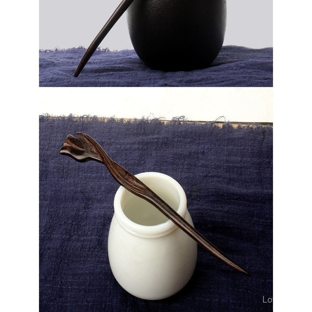 Gỗ đàn hương đen khắc hoa tulip Trâm cài tóc tulip cổ điển đơn giản hàng ngày búi tóc trang trí Hán phục sườn xám phối hợp
