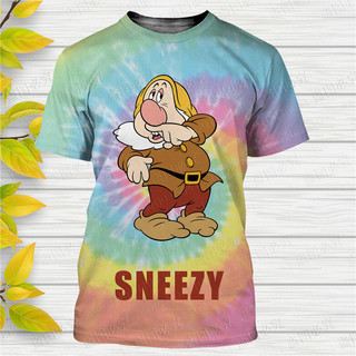 Bạch Tuyết Và Bảy Chú Lùn tie-dye In 3D Disney Áo Nam Nữ Phong Cách Thường Ngày Mùa Hè Dạo Phố Tee Áo