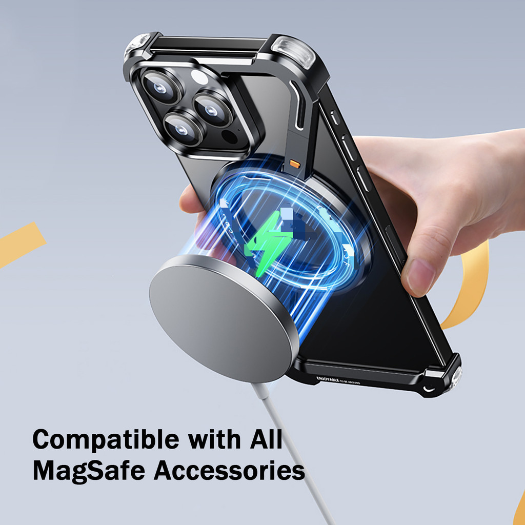 Ốp điện thoại không khung hình Eary Z cho iPhone 17 16 15 Pro Max / Plus / Pro / 15 14 13 Pro max Vỏ kim loại cản từ tính 36-0° Xoay có chân đế