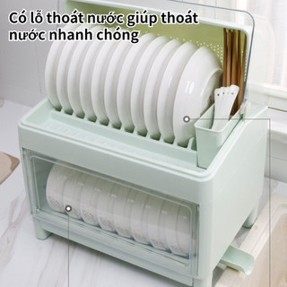 Hộp Đựng Chén Đĩa Có Nắp Tiện Dụng, Tủ Nhựa 2 Tầng Cho Nhà Bếp và Đồ Dùng Dao Kéo Thoải Mái.