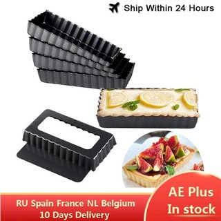 👑10 Chiếc Hình Chữ Nhật Chống Dính Khuôn Bánh Mini Tart Mini Pie Chảo Có Thể Tháo Rời Đáy Chống Dính Quiche Chảo Chịu Lực Pizza Chảo