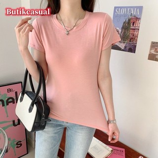 Áo thun nữ modal cotton mùa hè tay ngắn màu trắng áo trơn dáng rộng áo thun nữ Áo sơ mi thường ngày