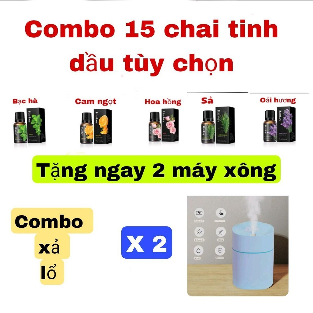 ( Combo Cực Sốc ) 15 chai tinh đầu nhập khẩu thiên nhiên 10ml + tặng 2 máy phun sương mini ( khuyến mãi có hạn )