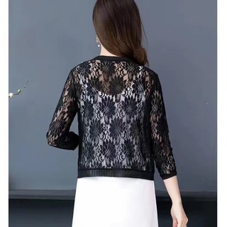 Khăn choàng ren hoa mẫu đơn cardigan mỏng nhẹ thoáng khí Áo khoác nhỏ khăn choàng chống nắng phối váy