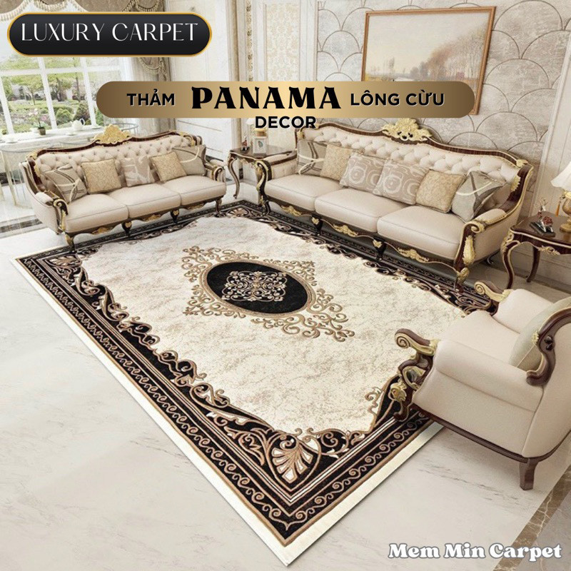 Thảm Panama Lông Cừu Cao Cấp 2mx3m-MemMinbedding Luxury Họa tiết sang chảnh, làm cho căn nhà thêm trang trọng, lịch sự
