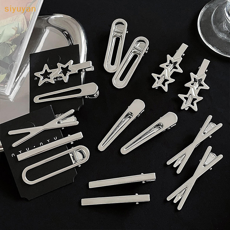 Siyuyan 3 Bạc Kim Loại Mỏ Vịt Kẹp Nữ Kẹp Tóc Bên Nổ Nữ Nữ Barrettes Phụ Kiện Tóc VN