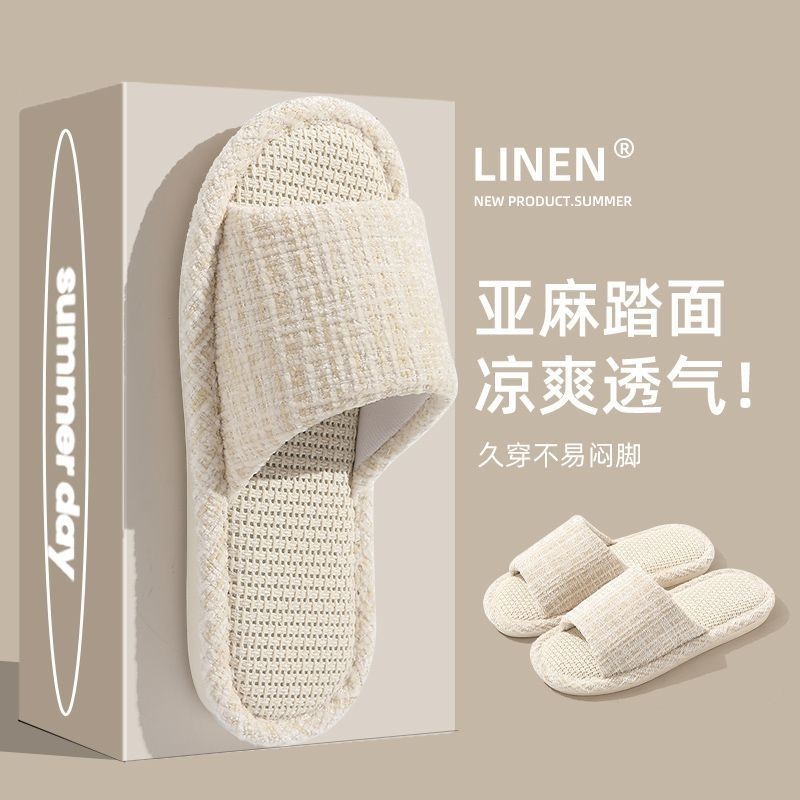Dép lê vải lanh kiểu Nhật bốn mùa chống trơn trượt chống mùi hôi trong nhà mùa hè thoáng khí cho nữ dép nam