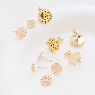 Vàng Thật Mạ Màu Bảo Quản Vàng 18k Bông Tai Phẳng DIY Handmade Trang Sức Miếng Dán Bông Tai Phụ Kiện Vật Liệu