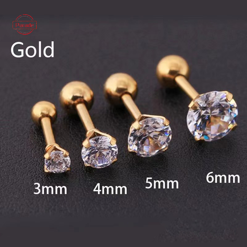 Parade 1 Cái 4 Prong Bông Tai Đính Kim Cương Giả Dành Cho Nữ / Nam Tragus Sụn Tiêu Chuẩn Lobe Trang Sức Quà Tặng VN
