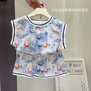 Bộ quần ngắn tay cho bé gái, bé trai set bộ trẻ em unisex chất cotton giấy thoáng mát họa tiết hoạt hình QCCC 16002