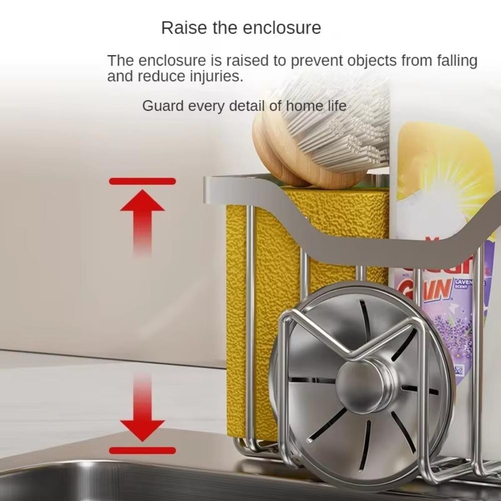 Giá đỡ miếng bọt biển YOKEY, Dụng cụ sắp xếp bồn rửa nhà bếp bằng thép không gỉ chống gỉ, Tiết kiệm chất lượng không gian Khay thoát nước đa chức năng Nhà bếp