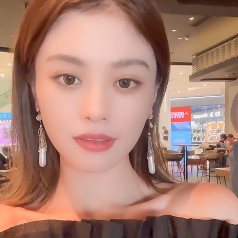 Hàn Quốc Công Nghiệp Nặng Nhẹ Sang Trọng Đá Quý Giọt Nước Hình Bầu Dục Bông Tai Dài Tua Rua Cao Cấp Influencer Bông Tai Mặt Tròn Sli
