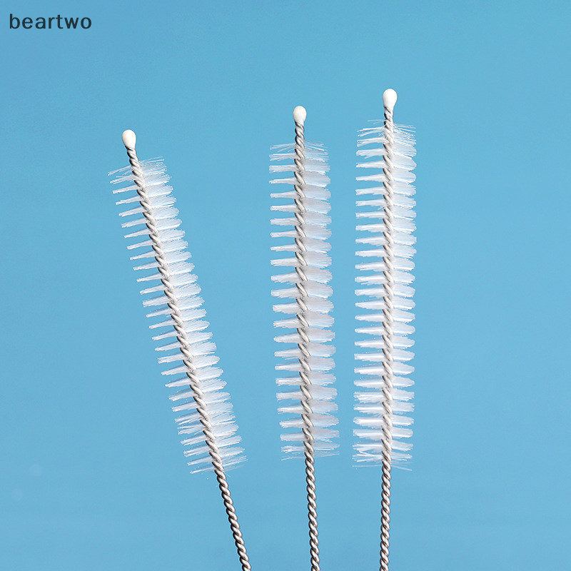 < Beartwo > Máy làm sạch cọ ống hút bằng thép không gỉ uốn tóc mềm Ống thủy tinh Bàn chải làm sạch cho trẻ em Bàn chải bình sữa Tay cầm dài có thể tái sử dụng Đẹp