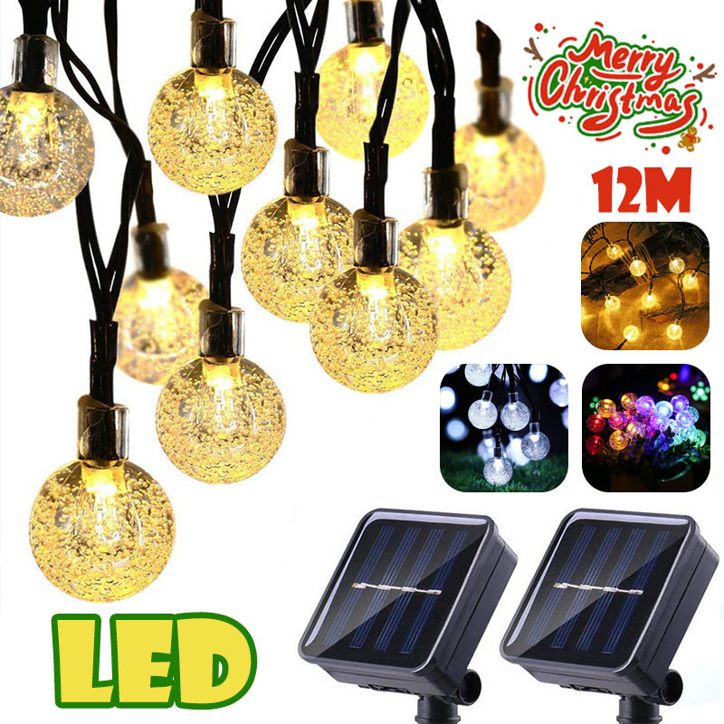 【Chống Nước】Dây LED năng lượng mặt trời Bóng pha lê Đèn，Bóng pha lê năng lượng mặt trời  Sân vườn Giáng sinh