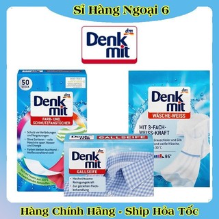 Giấy tẩy trắng quần áo, bột tẩy trắng, bánh xà phòng cổ áo và giáy chống phai màu Denkmit  của Đức