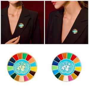 BTF Men Mục tiêu phát triển bền vững Pin Liên Hợp Quốc SDGs Trâm Phụ kiện 17 màu Trâm cài Unisex Huy hiệu trang sức
