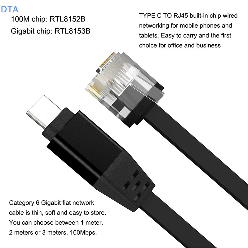 DTA 1000m Type-C TO RJ45 Connecg Cáp Điện Thoại Có Dây Mạng Cho Laptop Máy Tính Bảng Cho Huawei PO