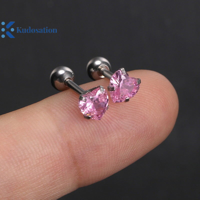 Kudosation 1 Thời Trang Đơn Giản Pha Lê Zircon Tai Bông Tai Thép Không Gỉ Sụn Xoắn Tai Xương Móng Tay Bông Tai Cho Nữ Đảng Tối Giản Trang Sức