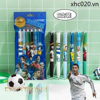 Football Star Limited Press Gel Pen Set 0.5mm Đen Giá Trị Cao Messi C Ronaldo Signature Pen Press Cool Fan Hỗ Trợ Bút Đài Phun Nước Carbon ST Câu Hỏi Bàn Chải Thi Khô Nhanh