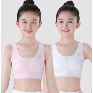 Áo vest nữ, đồ lót trường tiểu học và trung học, không dây, ren liền mạch, mềm mại và thoáng khí