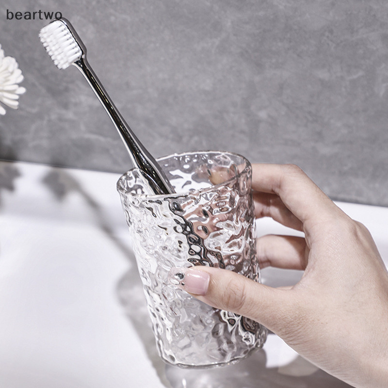 < Beartwo > Cốc đựng bàn chải đánh răng nước súc miệng bằng nhựa có tay cầm tại nhà Phòng tắm Tumblers Cốc di động Giá đỡ bàn chải đánh răng trong suốt Đẹp