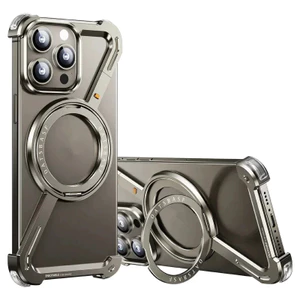 Ốp Điện Thoại Kim Loại Titan Hình Chữ Z Cho iPhone 17 ProMax 17 Air 16 15 14 13 Pro Max Vỏ Từ Hợp Kim Nhôm Không Vành 360° Giá đỡ xoay Ốp lưng