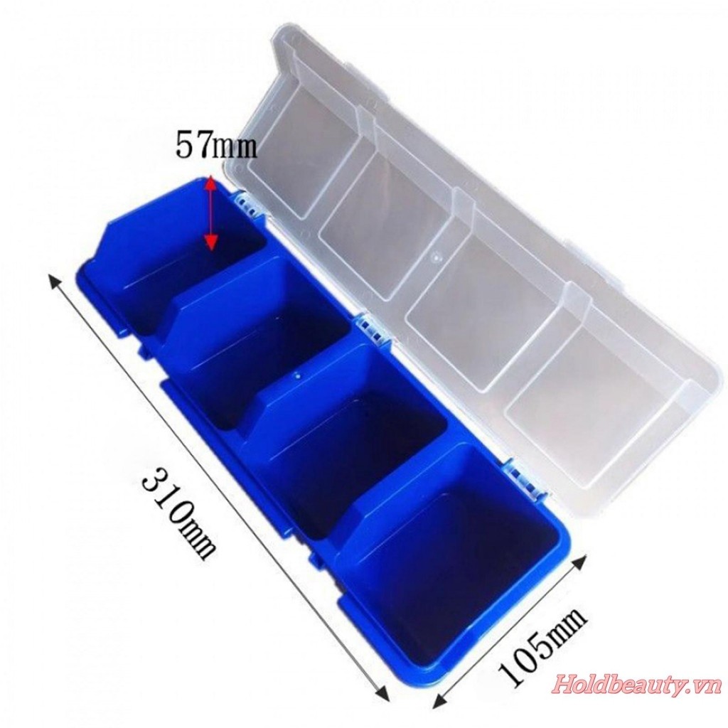 Bộ phận nhỏ Sắp xếp 4 ngăn Dụng cụ Hộp lưu trữ Hộp sắp xếp phần cứng có ngăn cho bu lông vít