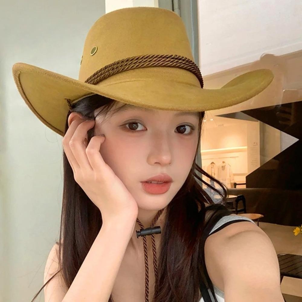 Jkdesign Mũ Cao Bồi, Màu Trơn Vintage Nam Nữ Cosplay Da Lộn Jazz Mũ, Beanies Trang Phục Hóa Trang Mũ Giả Nỉ Da Mũ Chống Nắng Ngoài Trời