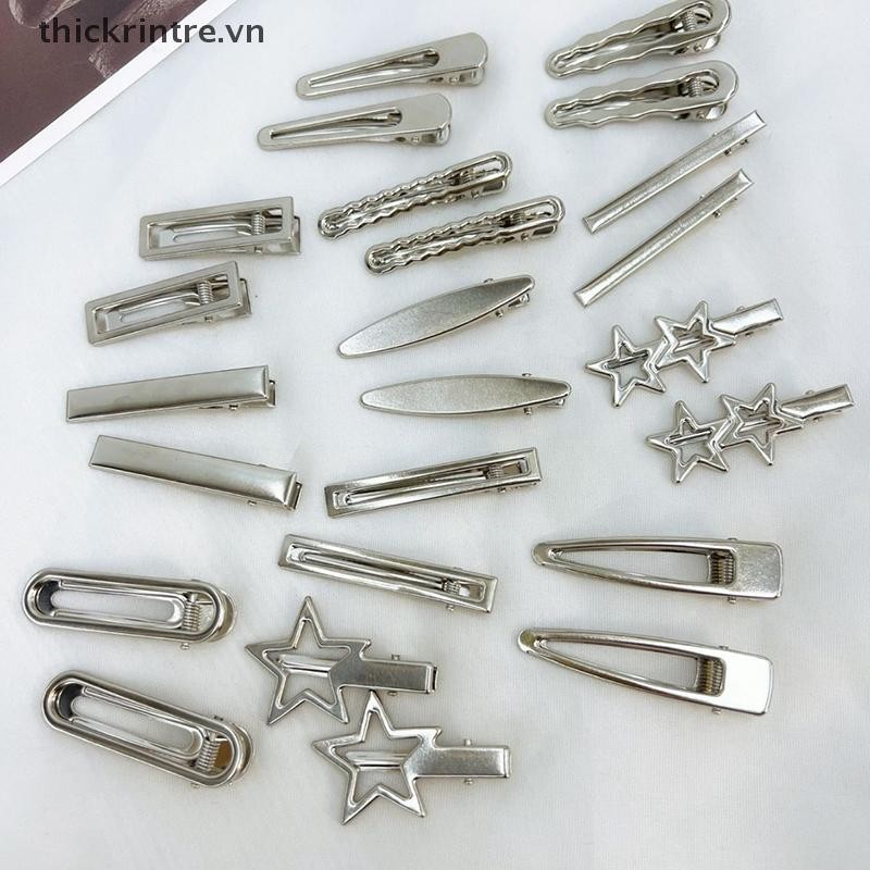 Thi 8 Chiếc Bé Gái Kẹp Tóc Bạc Kim Loại Mỏ Vịt Kẹp Tóc Nữ Bên Nổ Nữ Nữ Barrettes Phụ Kiện Tóc VN