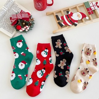 Tất Cotton thời trang Chống mài mòn mạnh mẽ Giáng sinh Yếu tố mềm mại Không dễ phai tất Cotton
