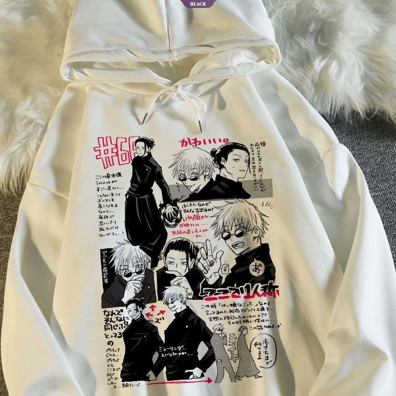 Jujutsu Kaisen Đồng thương hiệu Áo len có mũ trùm đầu mùa xuân thu Satoru Gojo Anime Phim hoạt hình Nhật Bản Áo khoác thứ cấp nam nữ [BL]