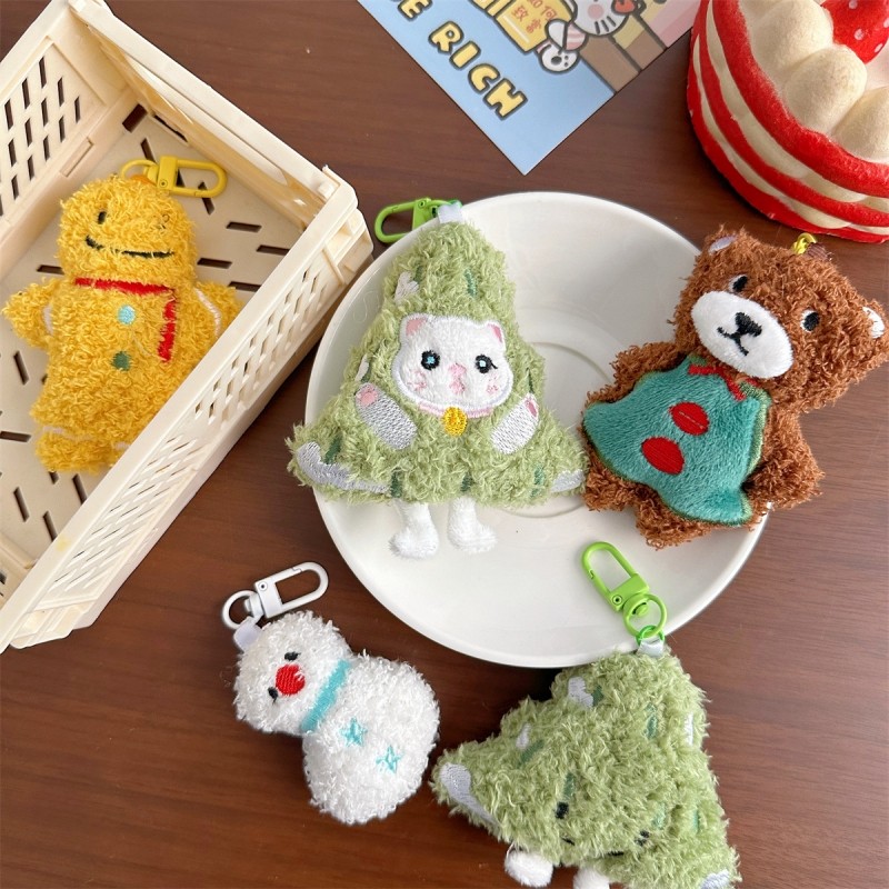 Bộ Giáng Sinh Dễ Thương Sang Trọng Đồ Trang Trí Búp Bê Móc Khóa Mềm Cuddle Ba Lô Túi Mặt Dây Chuyền Gif Trang Trí