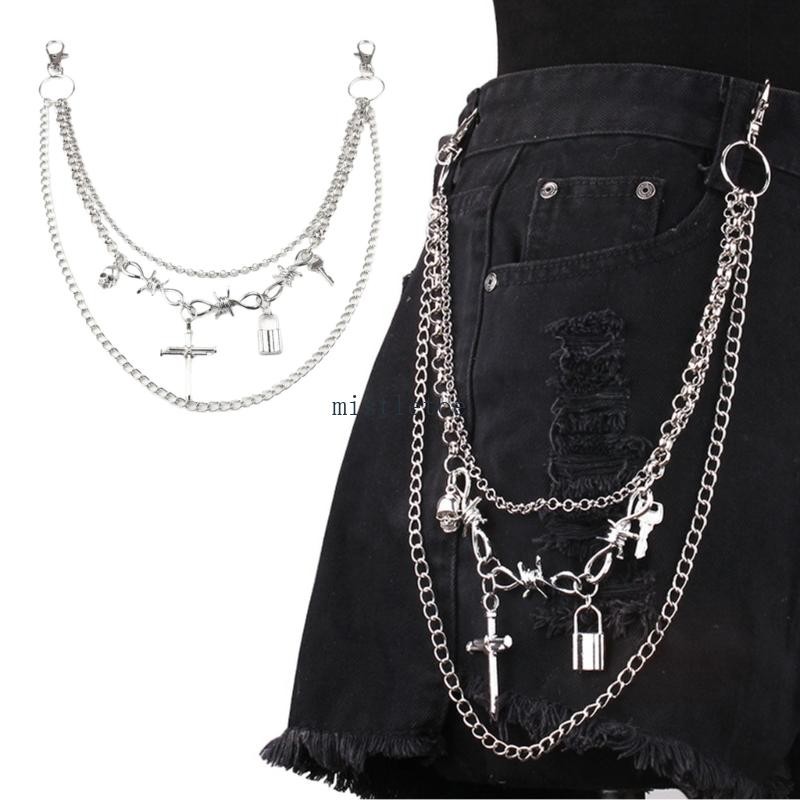 Mis Quần Dây Xích Quần Jean Punk Dây Xích Ví Unisex Quần Dây Xích Thẩm Mỹ Thoáng Mát Để Mặc Hàng Ngày Và Tiệc