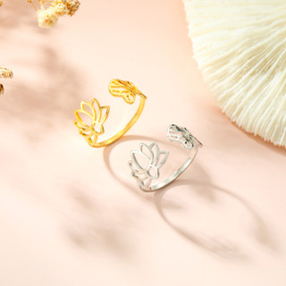 SKYRIM Lotus Leaf Open Nhẫn Điều Chỉnh Thời Trang Cổ Điển Thanh Lịch Nữ Trang Sức