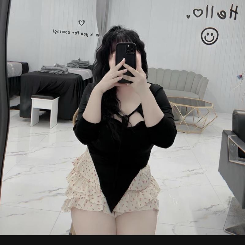 Quần Đùi Nhiều Tầng Hoa Nhí màu Đen - Be Bigsize Nữ