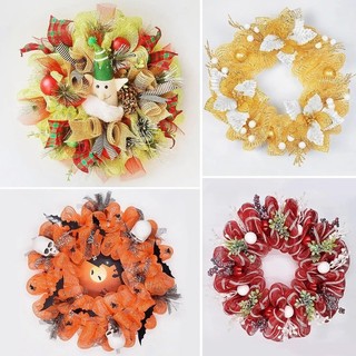 Diy Giáng Sinh Hoa Vòng Hoa Lưới Xmas Cây Ruy Băng Trang Trí Đám Cưới Giáng Sinh Quà Tặng Gói Ruy Băng