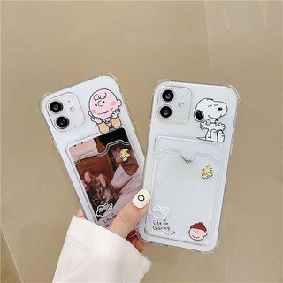 Ốp Lưng Cho Samsung Galaxy A55 5G A54 A53 A35 A34 A52 A15 A14 A23 A24 A04 A04E A05 A05S A33 A51 A71 A50 A50S Vỏ Đựng Thẻ Snoopy Dễ Thương Khe Cắm Túi Bảo Vệ Toàn Diện