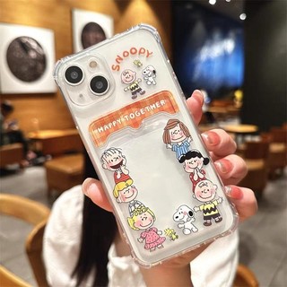 Ốp Lưng Cho Samsung Galaxy A55 5G A54 A53 A35 A34 A52 A15 A14 A23 A24 A04 A04E A05 A05S A33 A51 A71 A50 A50S Vỏ Đựng Thẻ Snoopy Dễ Thương Khe Cắm Túi Bảo Vệ Toàn Diện