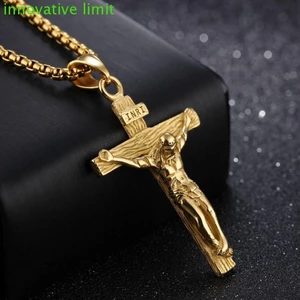 Chúa Giêsu Thánh Giá Vòng Cổ Đơn Giản Thoáng Mát Bằng Thép Không Gỉ Phong Cách Đường Phố Quà Tặng Kim Loại Xương Đòn Dây Chuyền