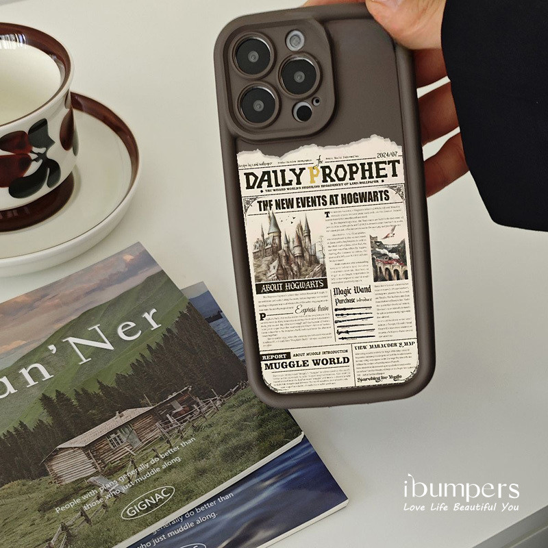 ibumpers Ốp Điện Thoại iPhone Harry Potter Daily Prophet Pattern Ốp Lưng Dày Dặn Silicon Mềm Chống Rơi Chống Sốc Cho IPhone 16 15 14 12 13 11 Pro Max IP 7 8 Plus X XS XR
